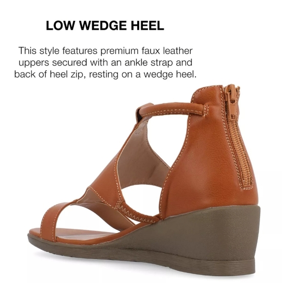 Journee Collection Trayle Sandal Wedge Brown 6.5 WIDE - Picture 8 of 11